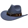 Sombrero de Vaquero Occidental Estilo Étnico, Artículo Popular de Comercio Exterior Transfronterizo, Decoración de Cabeza de Vaca, Ala Levantada, Ala Ancha, Sombrero de Fieltro Retro para Hombres y Mujeres