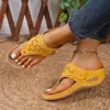 Sandalias casuales para mujer talla grande, nuevo estilo europeo y americano 2026, de suela plana, de suela gruesa, con tira entre los dedos, de tacón de cuña, cómodas, sandalias de color liso para mujer