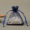 Bolsa de organza com cordão multicolorida, bolsa de malha transparente com cordão, para joias, doces de casamento, embalagem de presente, bolsa de armazenamento para sachês