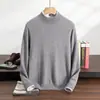 25 Otoño/Invierno Nuevo Suéter de Cachemir de Manga Larga de Color Sólido Suave y Cálido para Hombre con Cuello Medio Alto