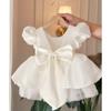 Vestido de Cumpleaños para Niña de Un Año, Vestido de Dama de Boda, Nuevo Estilo Verano 2026, Vestido Sencillo de Princesa con Mangas Abullonadas para Uso Diario