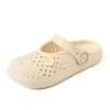 Pantuflas Cerradas para Mujer 2026 Verano Nuevo Estilo Zuecos Huecos Abotonados Cómodas para Exteriores Planas Perezosas Medias Pantuflas