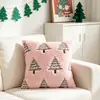 Funda de Almohada Popular Navideña Transfronteriza con Lazo Navideño y Bordado de Estrella de Cinco Puntas, Cojín para Sofá, Funda de Almohada para Decoración del Hogar