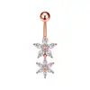 Acero Inoxidable Zirconia Micro-pavimentada Flor Colgante Clavo de Ombligo Rosca Externa Anillo de Ombligo Joyería para Piercing Corporal Venta al por Mayor