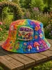 Sitio Web Independiente Transfronterizo Nuevo Modelo Coche de Viaje Patrón Bordado Acolchado Estampado Unisex Sombrero de Pescador Arcoíris Sombrero de Sol