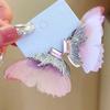 Pendientes de mariposa con diamantes de imitación de colores exquisitos y súper hada, modernos y frescos, para niña, a la moda y muy populares.
