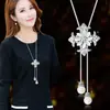 Cadena Larga para Suéter, Collar de Lujo Ligero y de Alta Gama para Mujer, Accesorio de Borla Moderno y Versátil, Colgante Simple de Perla que No se Desvanece