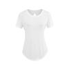 Camiseta Feminina de Verão Versátil Fina com Costas Cruzadas e Mangas Curtas, Top Soltinho com Barra Curva para Mulheres com Estilo Puro Desejo
