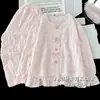Pijama feminino, algodão nuvem, manga longa, para primavera e outono, para crianças maiores, roupa de casa infantil com ar condicionado, novo conjunto 2026