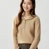 Suéter con Capucha de Cachemira Otoño Invierno 2026 para Mujer, Sudadera con Capucha de Punto de Media Botonadura, Sudadera Base Gruesa Holgada Informal