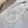 Diadema de Perla y Cristal de Doble Propósito Cadena para el Cuello Celebridad Cibernética Elegante Súper Hada Banda de Encaje con Lazo Accesorios para el Cabello Diadema Collar Mujer