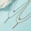 Colar Dupla Camada Cravejado com Diamantes para Mulheres, Colar Clavícula Estilo Coreano, Estilo Minimalista, Corrente Circular Simples, Corrente de Pescoço Elegante