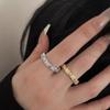 Anillo de cruz de plata de ley S925 juego completo de circonita blogger de Instagram con taladro de destello de lujo ligero de alta resistencia anillo abierto