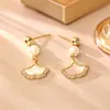 Pendientes de botón estilo dama con hoja de Ginkgo, temperamento elegante, moda de alta gama, pendientes largos exquisitos, pendientes colgantes frescos y dulces, a la moda