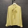 Camisa Elegante Nueva Colección Primavera 2026 para Mujer con Lazo Estilo Ol, Camisa de Satín de Manga Larga, Top Brillante tipo Seda