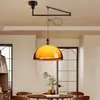 Luminária Pendente Vintage de Madeira Maciça para Sala de Jantar com Braço Telescópico, Lâmpada de Balanço Retro Francesa Design Japonês para Mesa de Jantar Bar