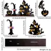 Novos Enfeites de Mesa de Halloween Castelo Fantasma Enfeites de Madeira Decoração de Festa de Halloween Enfeites de Abóbora Morcego