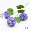 Hortensia de copo de nieve de 3 cabezas, rama única, flor artificial, adorno para sala de estar, arco de centro comercial, flor artificial de plomo para boda, flor de seda