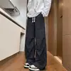 Pantalones Paracaídas de Pana con Forro Polar, Estampado de Leopardo Tie-Dye para Hombre, Pantalones Cargo Cálidos Rectos de Moda, Pantalones Casuales Sueltos de Pierna Ancha