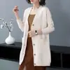 Cardigã Suéter Plus Size Feminino Comprimento Médio 2023 Novo Solto Engrossado Primavera e Outono Jaqueta de Tricô Feminina Tendência