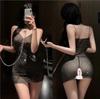 Lantejoulas Brilhantes Uniforme Sexy Tentação Secretária Lingerie Sexy Pijamas Não Precisa Tirar Roupas de Paixão para a Cama Roupas Sexy para Mulheres