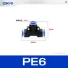 Conector neumático de plástico azul en T PY6 tubo de gas inserción rápida PW junta rápida PEG12-8/4/10 reductor