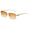Gafas de sol sin marco de metal con diseño de guepardo para mujer, estilo europeo y americano, cuadradas, coloridas, anti-UV, personalizadas y transfronterizas.