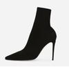 Estilo Europeu e Americano Botas Martin Pretas Botas Femininas de Salto Alto Curto Salto Fino Botas Finas Salto Alto Leopardo Estampa Camurça Botas Únicas Plus Size