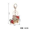 Pingente Chaveiro Gatinho Fofo de Desenho Animado com Strass Completo, Pingente de Bolsa com Design Exclusivo, Chaveiro de Carro Atacado