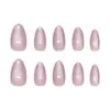 Uñas prefabricadas hechas a mano en diseño simple de ojo de gato morado taro, elegantes y versátiles, estilo europeo y americano, desmontables, 30 piezas