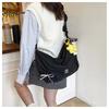 Nova Bolsa Transversal para o Dia a Dia Bolsa Hobo Crescente Plissada Bolsa de Ombro Feminina Tecido de Nylon Bolsa Dumpling Grande Capacidade Bolsa Crescente