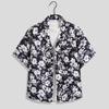 Verano Sensación de Seda Helada Ropa Hawaiana para Pareja Sensación Casual Suelta Camisa de Manga Corta Top para Pareja Playa de Sanya