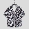 Verano Sensación de Seda Helada Ropa Hawaiana para Pareja Sensación Casual Suelta Camisa de Manga Corta Top para Pareja Playa de Sanya