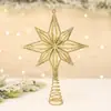 Estrella para la Punta del Árbol de Navidad Espolvoreada con Polvo Dorado Estrella Estéreo Adornos de Resorte Decoración para Fiesta Navideña Colgante de Estrella de Ocho Puntas Cortado