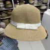 Sombrero de Paja Casual Adelgazante con Lazo de Encaje Lindo y Juvenil para Mujer, Sombrero de Cubo de Playa para Proteger del Sol en Verano