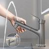 Grifo monomando para lavabo gris plomo caliente y frío, grifo para enjuague bucal, lavabo, fregadero, hogar, balcón, baño