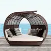Cama Criativa de Rattan para Exterior Ninho de Pássaro Cama Redonda Grande Sofá de Exterior Cama de Descanso Cama Redonda de Rattan para Villa Cama de Praia Cama de Descanso Gaiola de Pássaro
