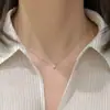 Luz de Nicho Lujo Francés Gama Alta Acero de Titanio Color Circonita Cadena Fina Sin Color para Mujer Ins Versátil Elegante Cadena para Clavícula