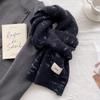 Cachecol de Lã Tricotado com Letras Brancas Feminino Inverno Lã Estilo Coreano Versátil Estudante Quente Espessado Estilo de Luxo Cachecol Fashion