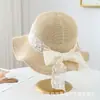 Chapéu de Pescador Respirável com Laço de Renda Doce Estilo Coreano para Mulheres 2026 Novo Modelo Chapéu de Proteção Solar para Viagem ao Ar Livre Férias