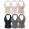 Chaleco deportivo para mujer con almohadillas en el pecho, ropa interior para entrenamiento de running a prueba de impactos de verano 2026, top de cuello halter con hermoso diseño en la espalda, moderno