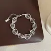 Pulseira de Cristal Branco Irregular Transparente de Verão para Mulheres, Simples, Única, Fashion, Tendência, Versátil, Joia de Pulso para o Dia a Dia