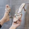 Sandalias de Moda Versátiles de Tacón Alto para Mujer, con Punta Abierta, para Celebridades de Internet, Sandalias de Exterior con Pedrería que Aumentan la Altura, con un Ambiente de Verano