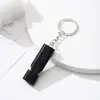 Amazon apito de liga de alumínio plano de sobrevivência ao ar livre de alta frequência com tubo duplo pingente de chaveiro de moda com incrustação de diamante