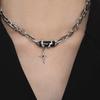Nuevo Collar de Cruz de Gema Enrollada con Costuras Nicho Viento Frío de Alto Sentido Original para Hombre y Mujer Cadena Clavicular