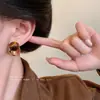 Pendientes de Disco Manchados Color Café Retro de Diseño de Nicho para Mujer, Pendientes de Alta Gama, Pendientes Versátiles Elegantes de Otoño e Invierno