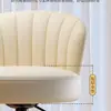 Silla de Maquillaje Estilo Crema, Silla para el Hogar con Respaldo, Taburete para Tocador, Silla Giratoria Ajustable para Habitación de Niñas, Taburete para Manicura con Ruedas