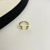 Anillo de Diamante Doble Anillo con Forma de Corazón Estilo Francés para Mujer, Diseño Abierto Ajustable, Joyería Nueva Versátil Elegante de Lujo Ligero de Nicho