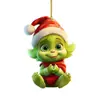 Decoración Navideña 2D del Grinch Decoración Navideña Acrílica Colgante Nuevo Colgante Transfronterizo de Cabello Verde para Árbol de Navidad