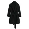 Abrigo estilo fino para mujer Otoño Ropa Abrigo de lana suelto de longitud media Corbata Talla grande Abrigo largo suelto para mujer